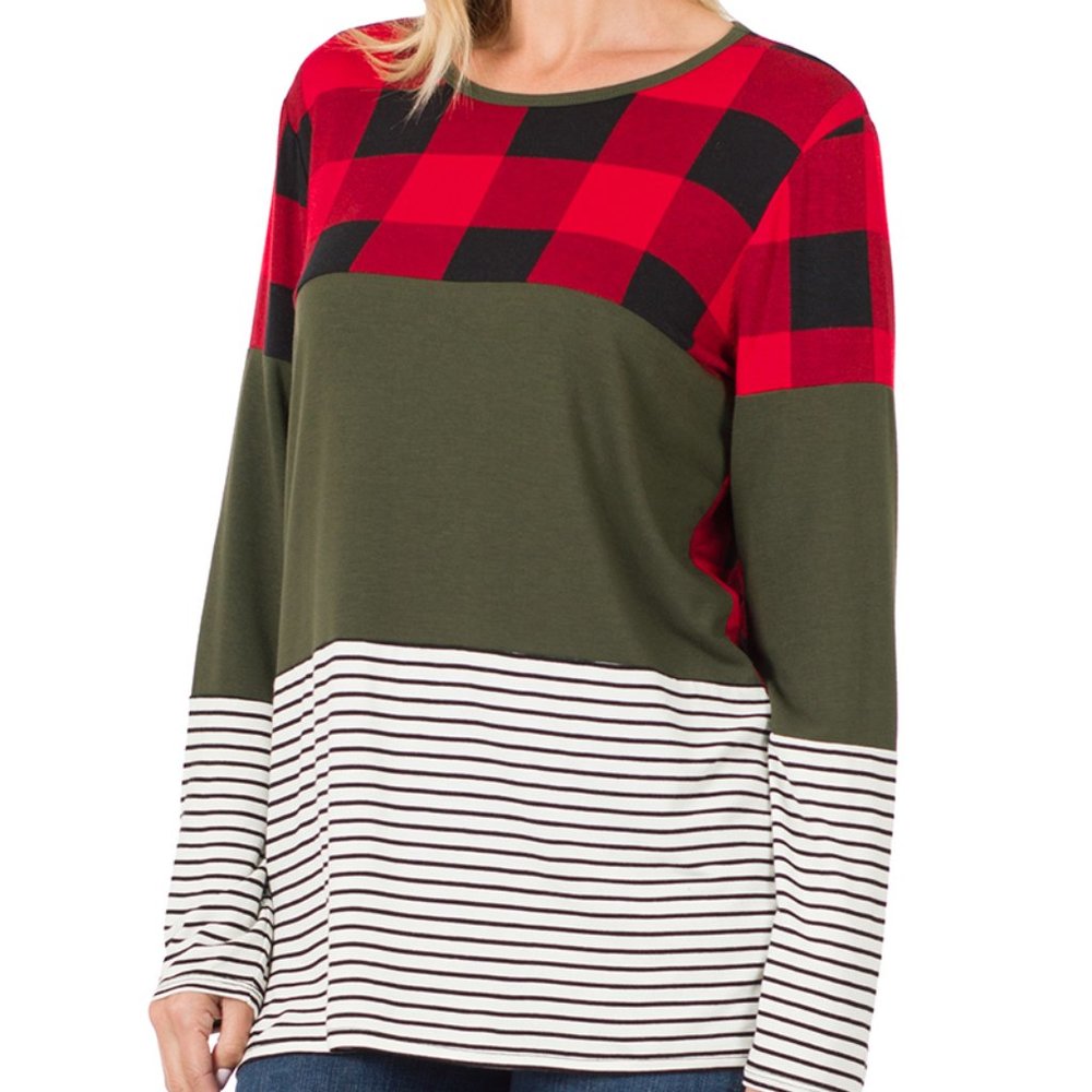 Perfect Plaid Top - Olive